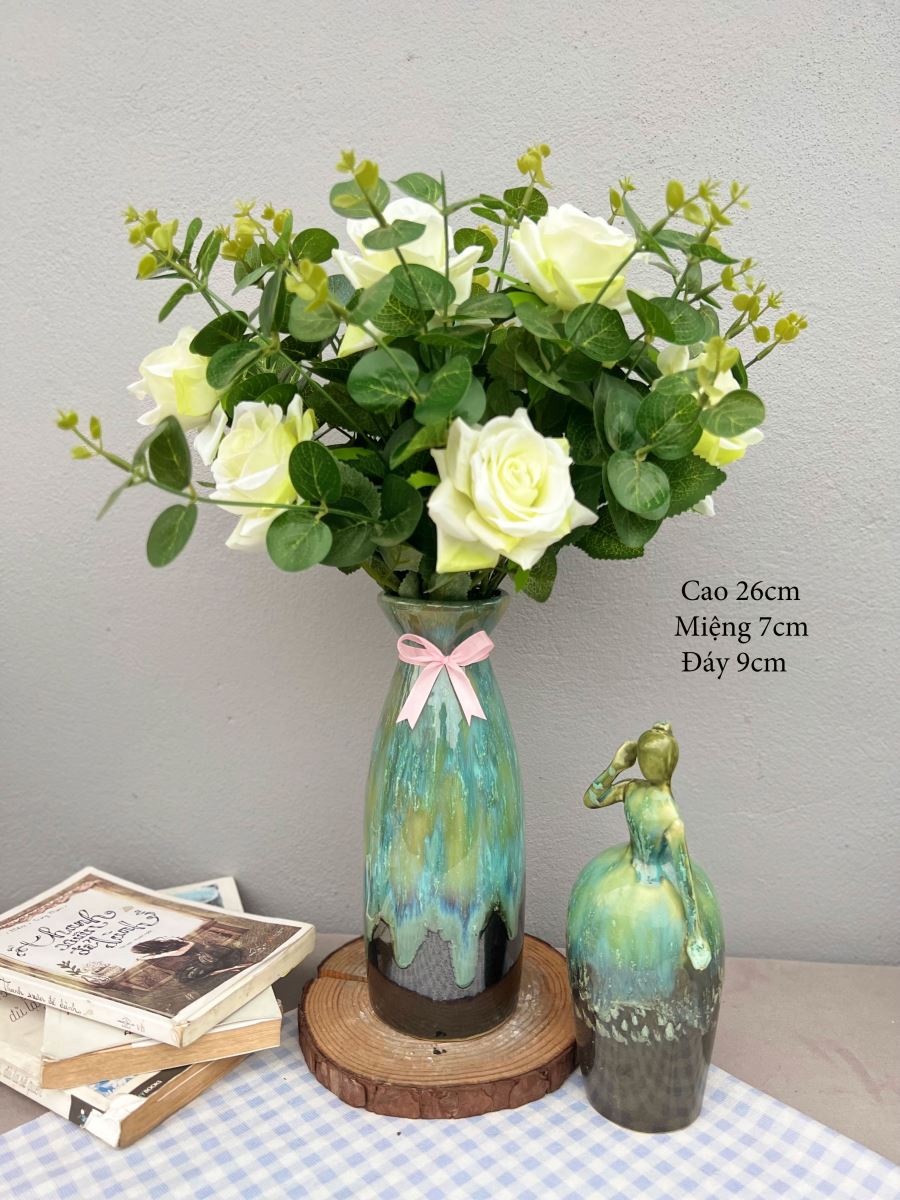 Lọ hoa men hỏa biến A004 H26cm sang trọng trang trí nhà đẹp