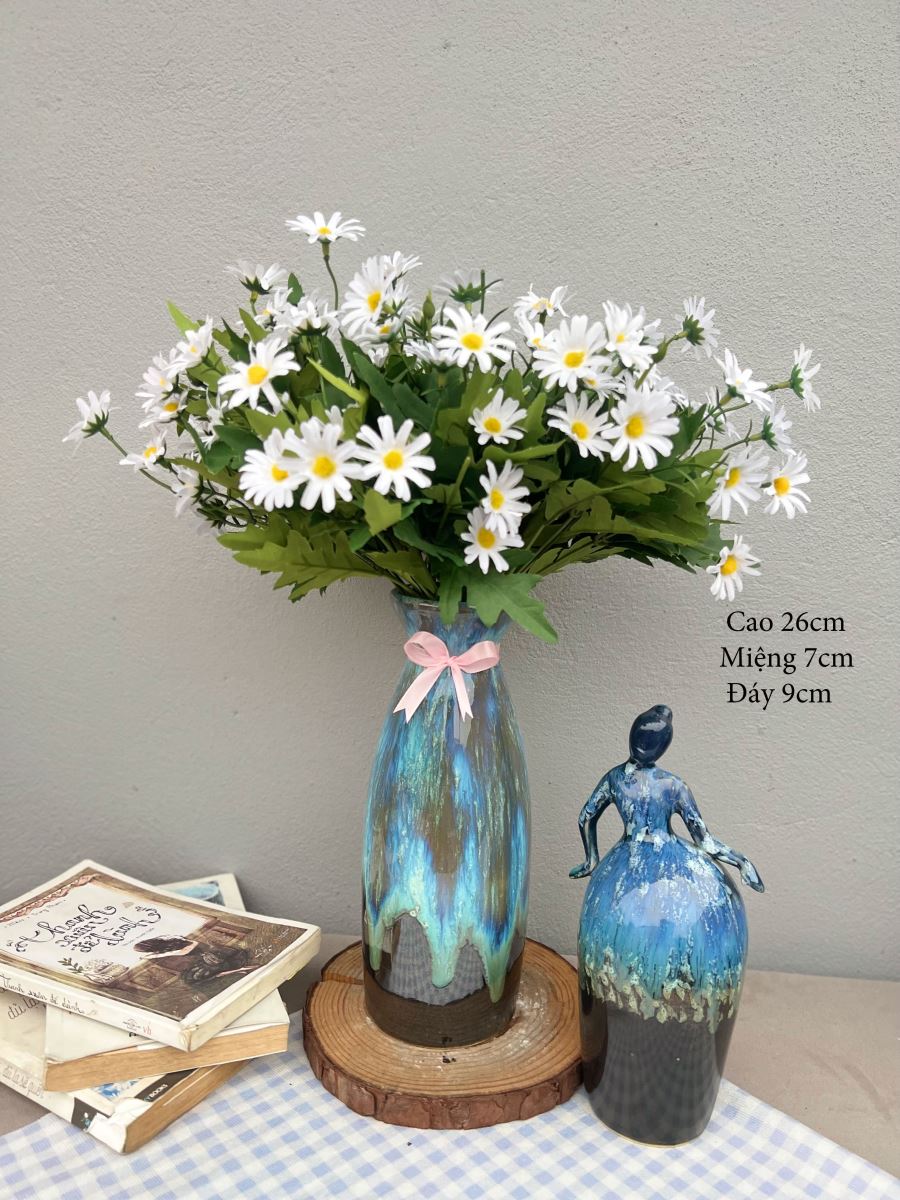 Lọ hoa men hỏa biến A004 H26cm sang trọng trang trí nhà đẹp 