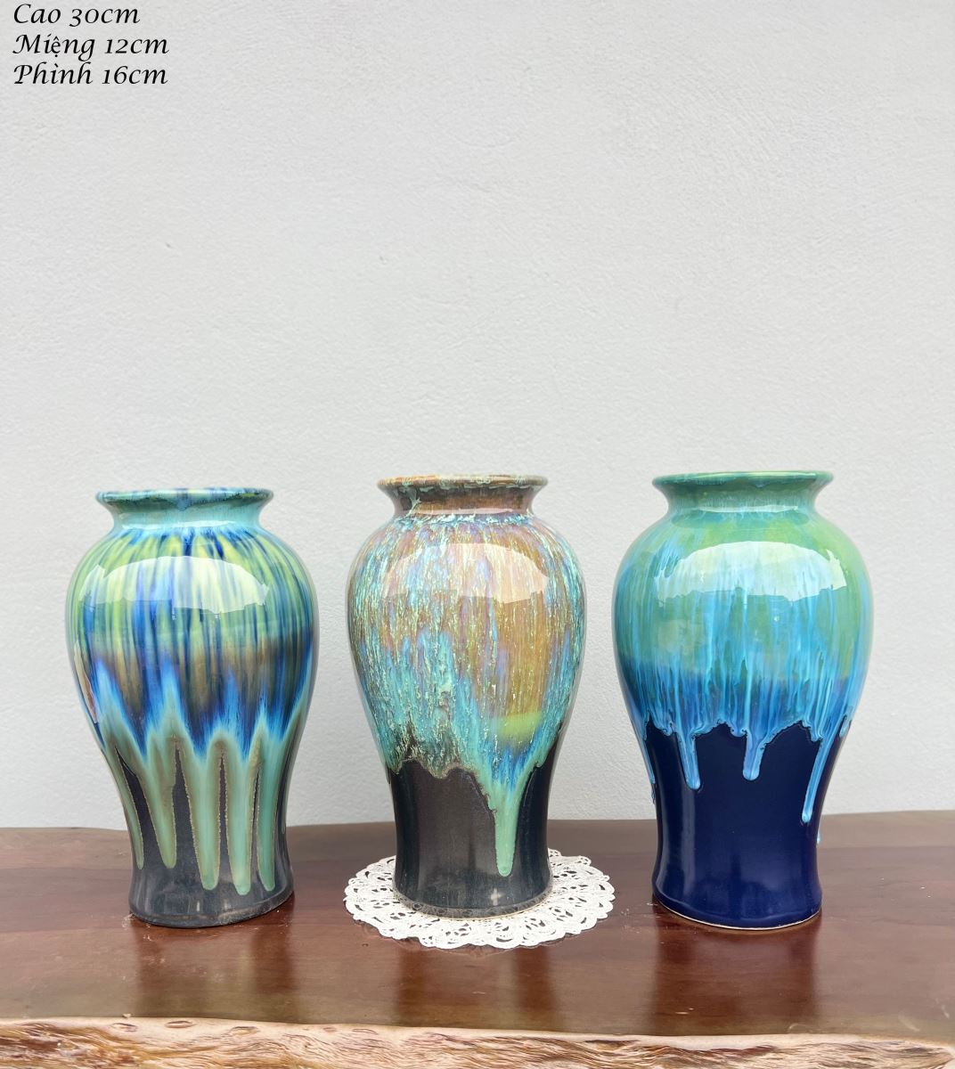 Lọ hoa men hỏa biến A005 H30cm độc đáo, quà tặng gốm sứ Bát Tràng