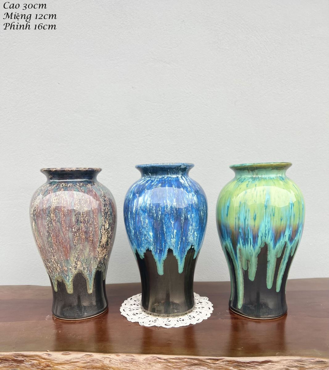 Lọ hoa men hỏa biến A005 H30cm độc đáo, quà tặng gốm sứ Bát Tràng