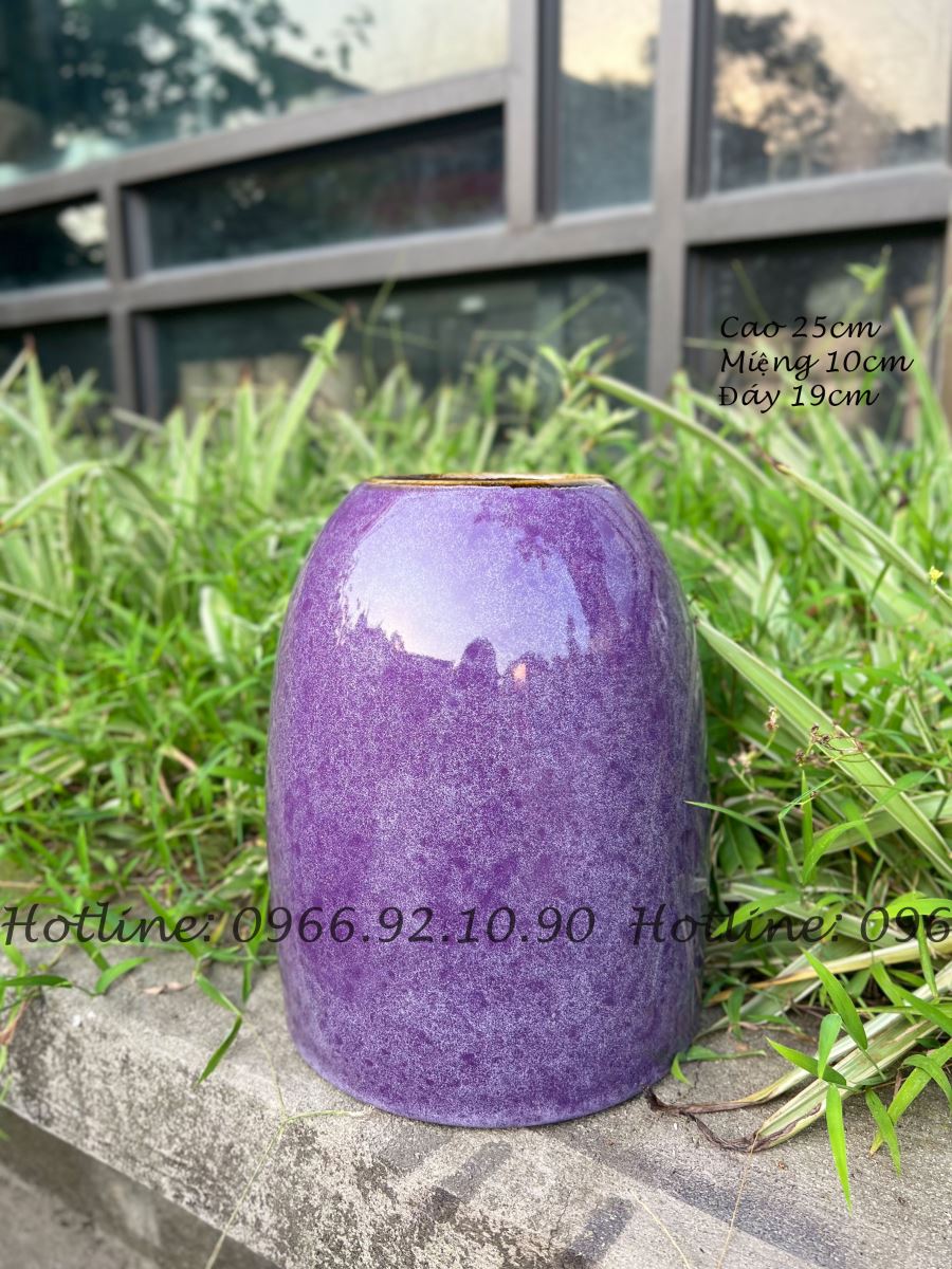 Lọ chuông tím Bát Tràng cao 25cm gốm sứ men hỏa biến 