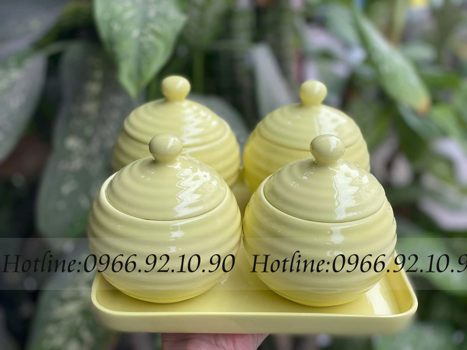 Bộ hũ mứt vàng kèm khay đẹp sang trọng an toàn sức khỏe 