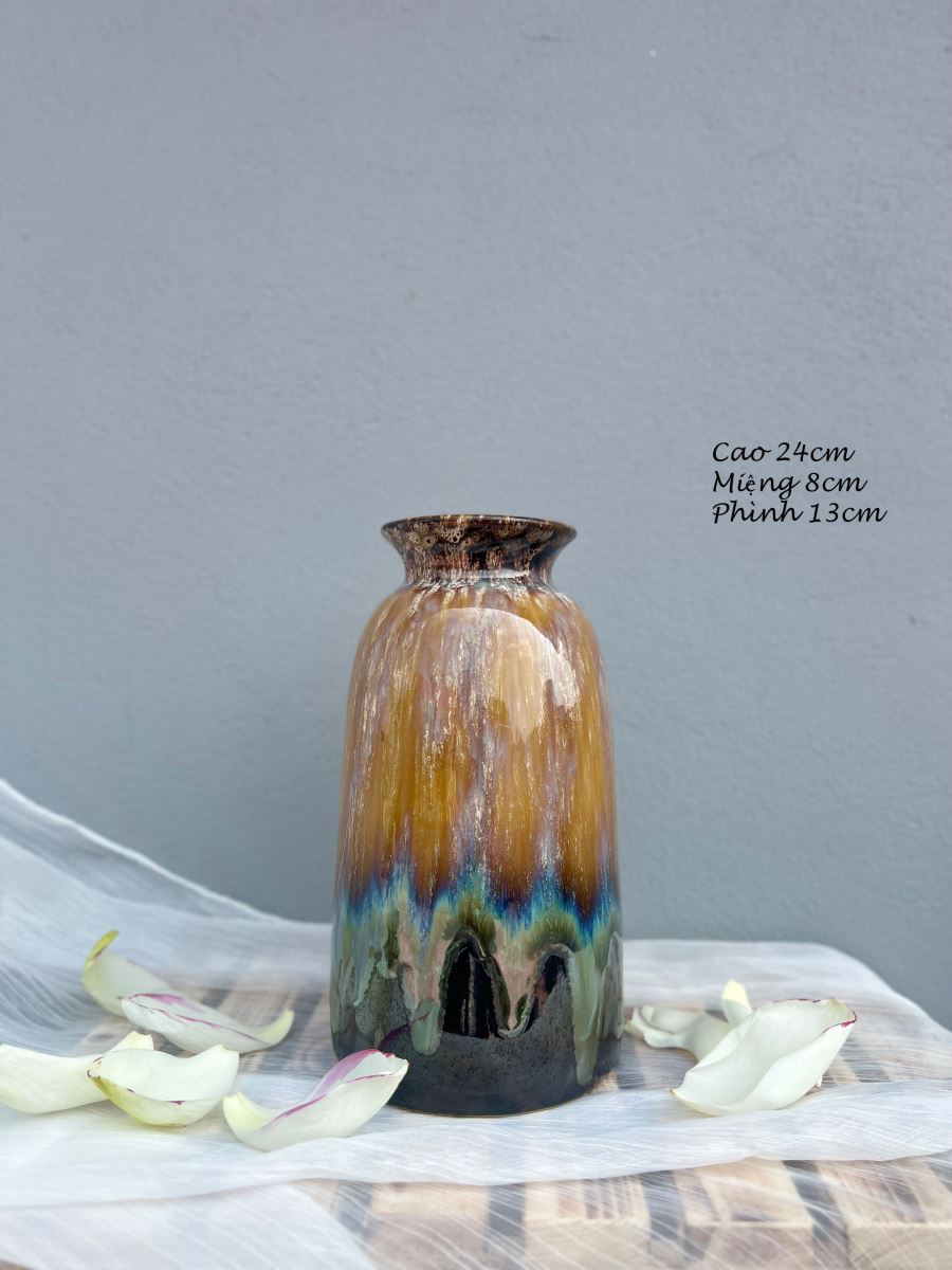 Bộ ba lọ men hỏa biến nâu Bát Tràng an toàn giá tốt Bộ ba lọ men hỏa biến nâu Bát Tràng an toàn giá tốt