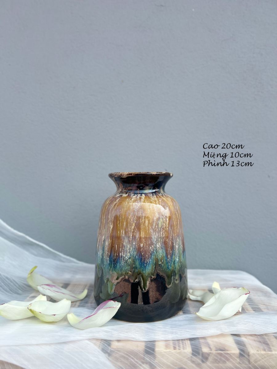 Bộ ba lọ men hỏa biến nâu Bát Tràng an toàn giá tốt Bộ ba lọ men hỏa biến nâu Bát Tràng an toàn giá tốt