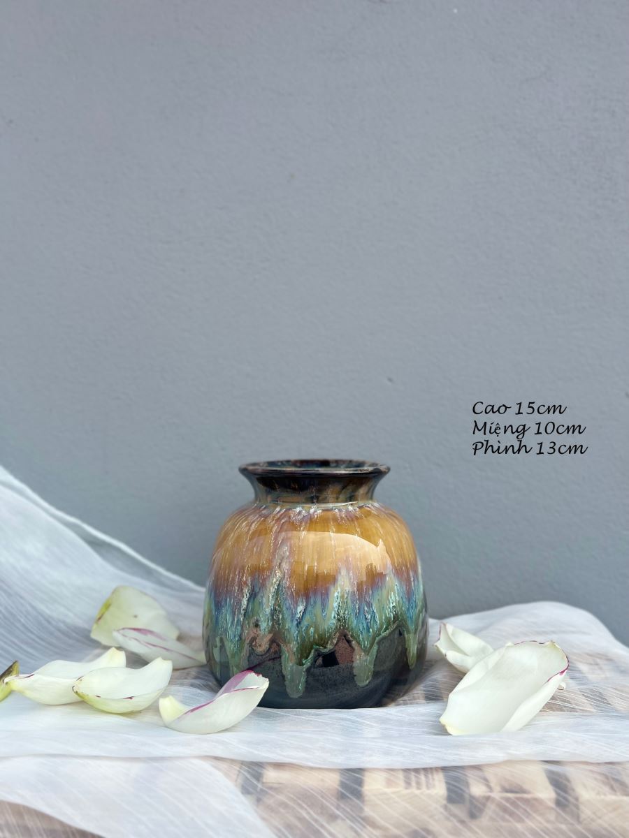 Bộ ba lọ men hỏa biến nâu Bát Tràng an toàn giá tốt Bộ ba lọ men hỏa biến nâu Bát Tràng an toàn giá tốt