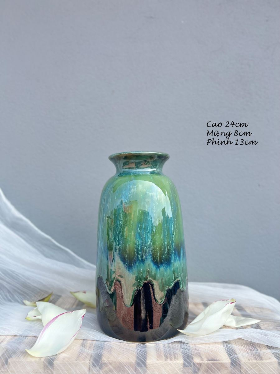 Bộ ba lọ hỏa biến xanh độc đáo Bát Tràng, an toàn, giá tốt Bộ ba lọ hỏa biến xanh độc đáo Bát Tràng, an toàn, giá tốt