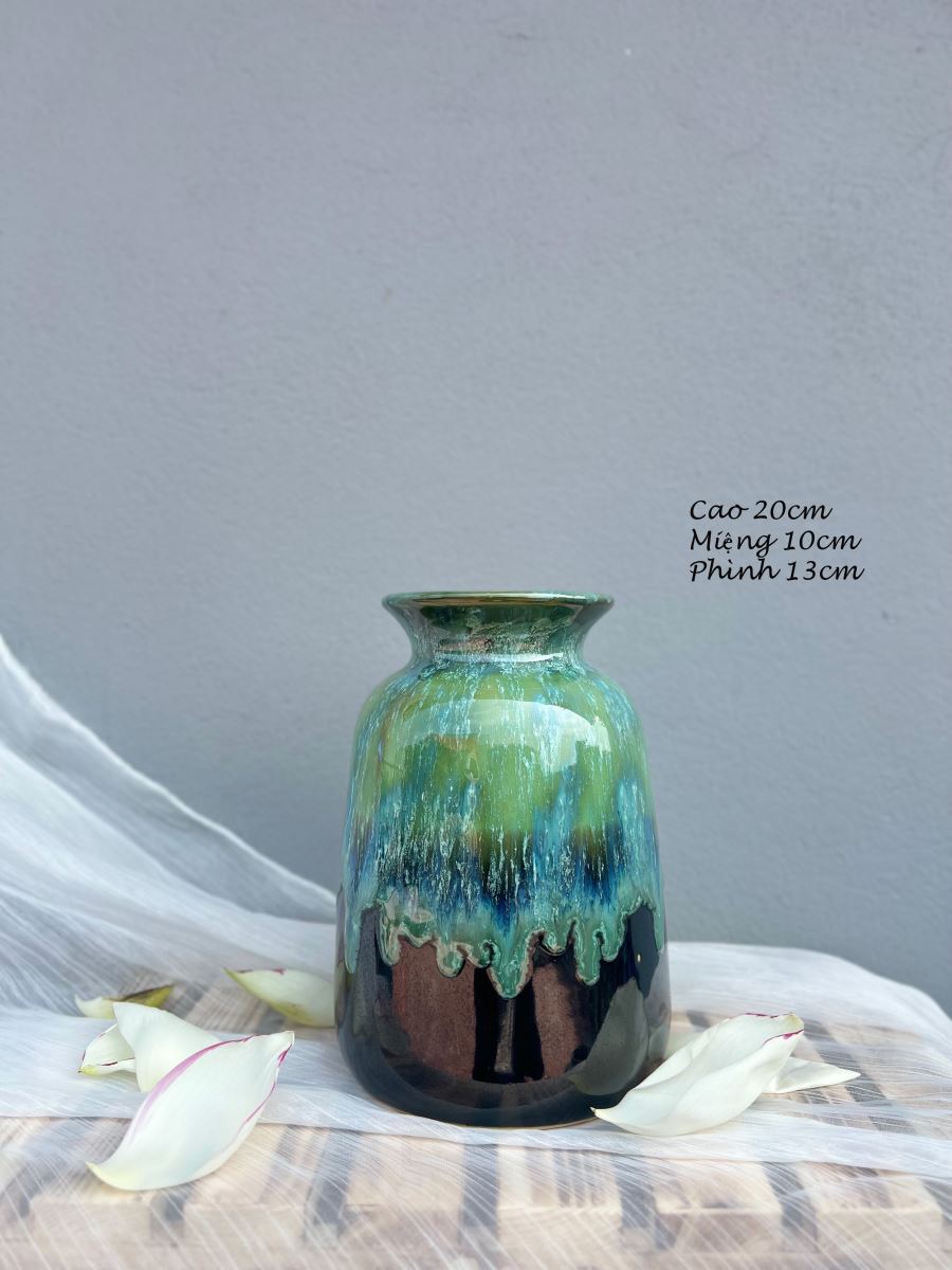 Bộ ba lọ hỏa biến xanh độc đáo Bát Tràng, an toàn, giá tốt Bộ ba lọ hỏa biến xanh độc đáo Bát Tràng, an toàn, giá tốt