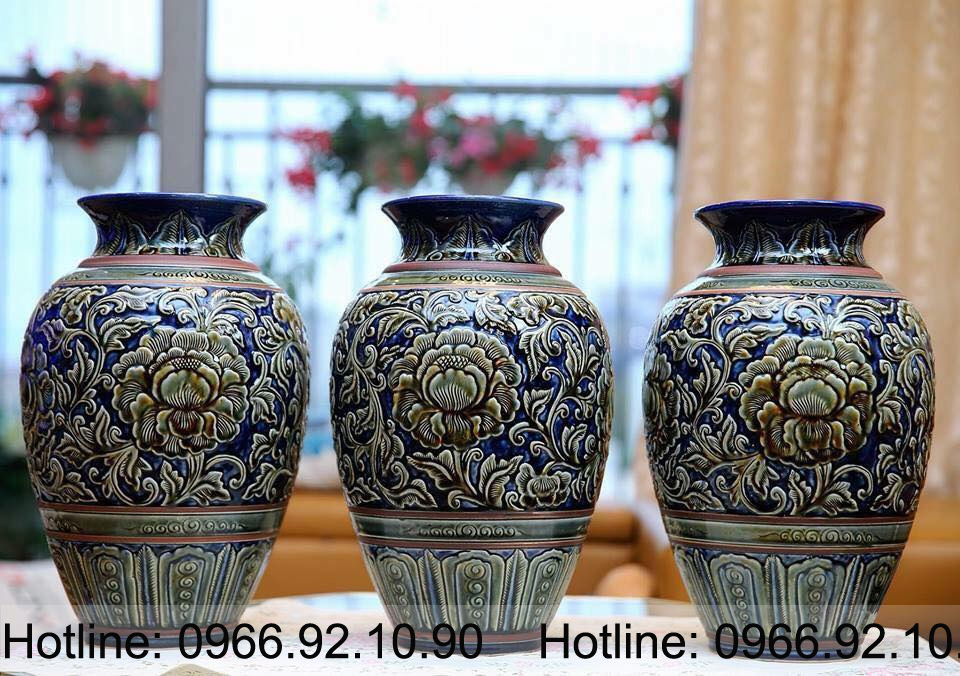 Lọ xoài hoa dây Bát Tràng H37xD23cm sứ cao cấp quà tặng đẹp 