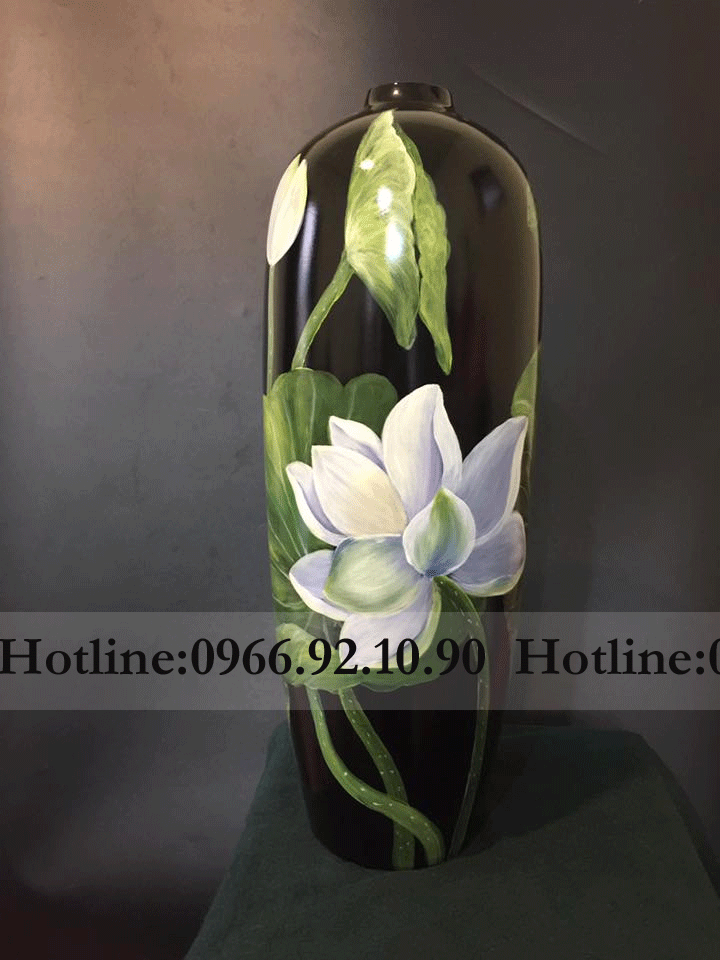 Bộ 2 bình sơn mài Sen Hoa Rum sang trọng quà tặng cao cấp 
