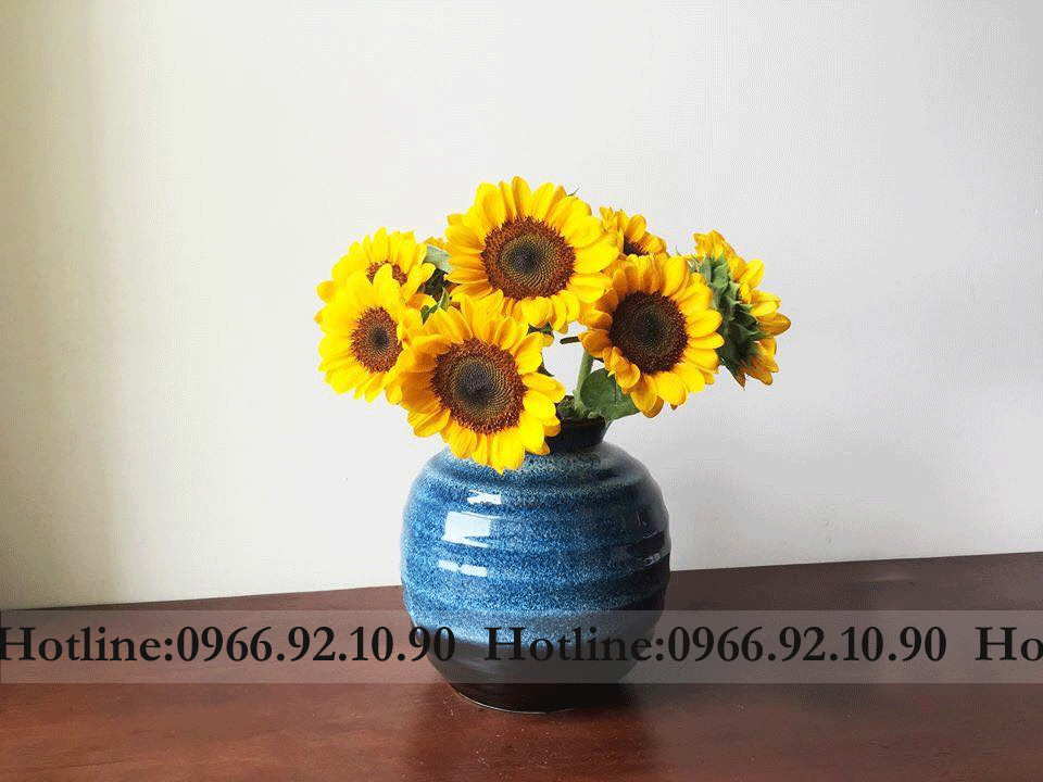Lọ hoa men hỏa biến xanh Bát Tràng sứ cao cấp trang trí sang trọng