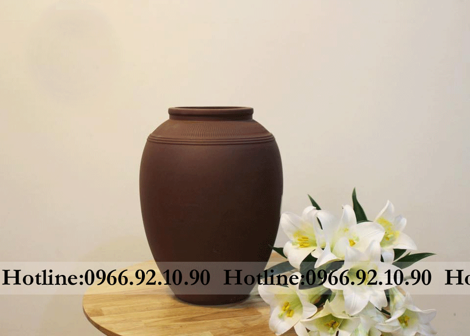 Chum sành đất nung Bát Tràng cắm hoa cao cấp H36cm D26cm 