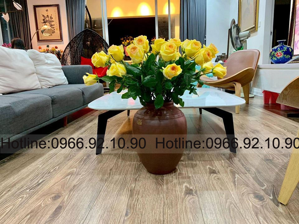 Chum sành đất nung Bát Tràng cắm hoa cao cấp H36cm D26cm