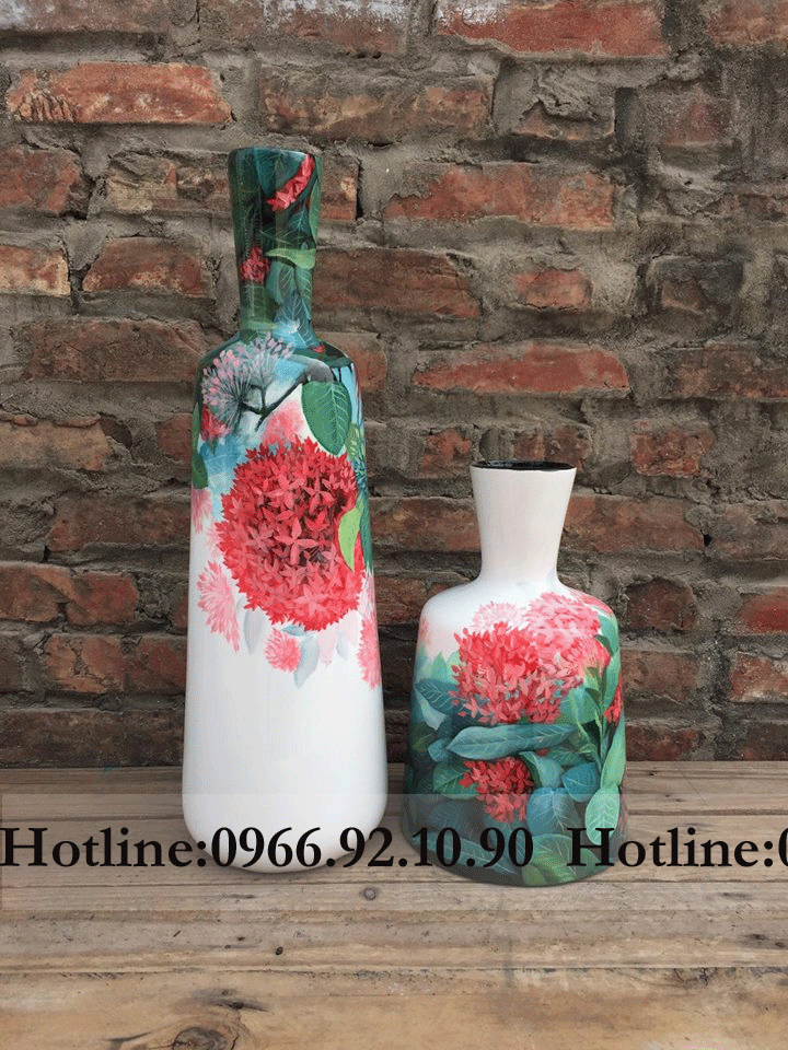Bộ đầm loe sơn mài Bát Tràng hoa đào tinh xảo 50cm 25cm quà tặng
