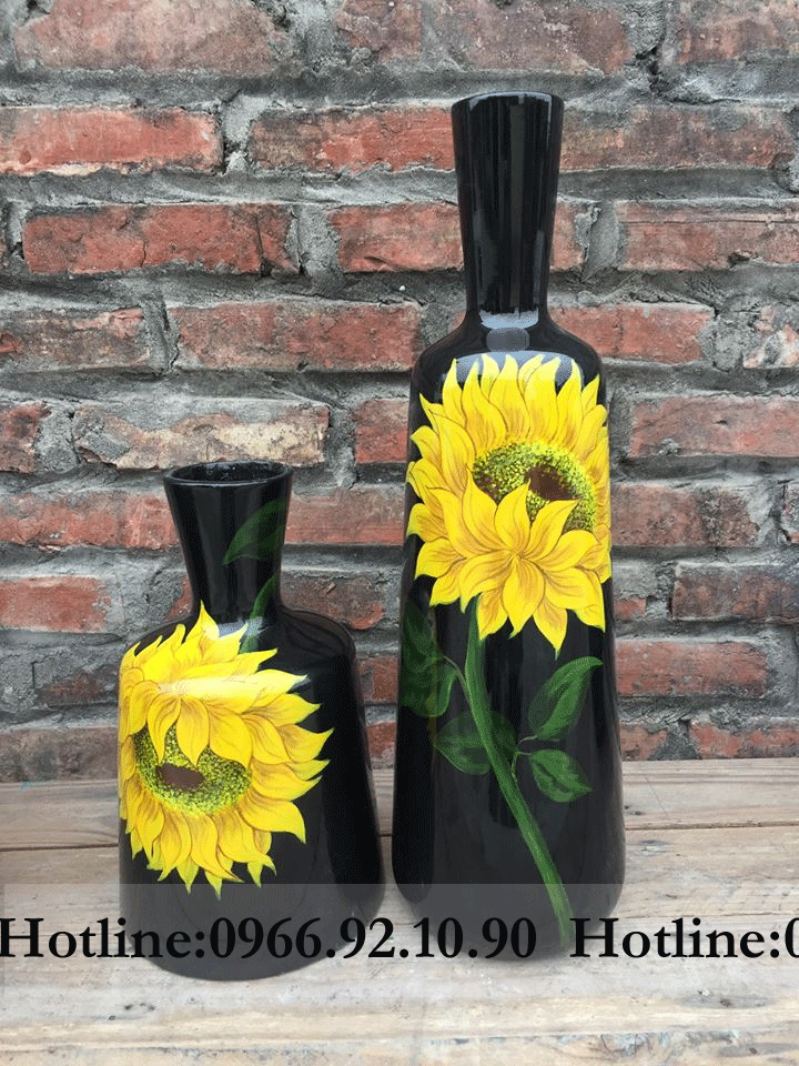 Bộ đầm loe sơn mài Bát Tràng hoa đào tinh xảo 50cm 25cm quà tặng