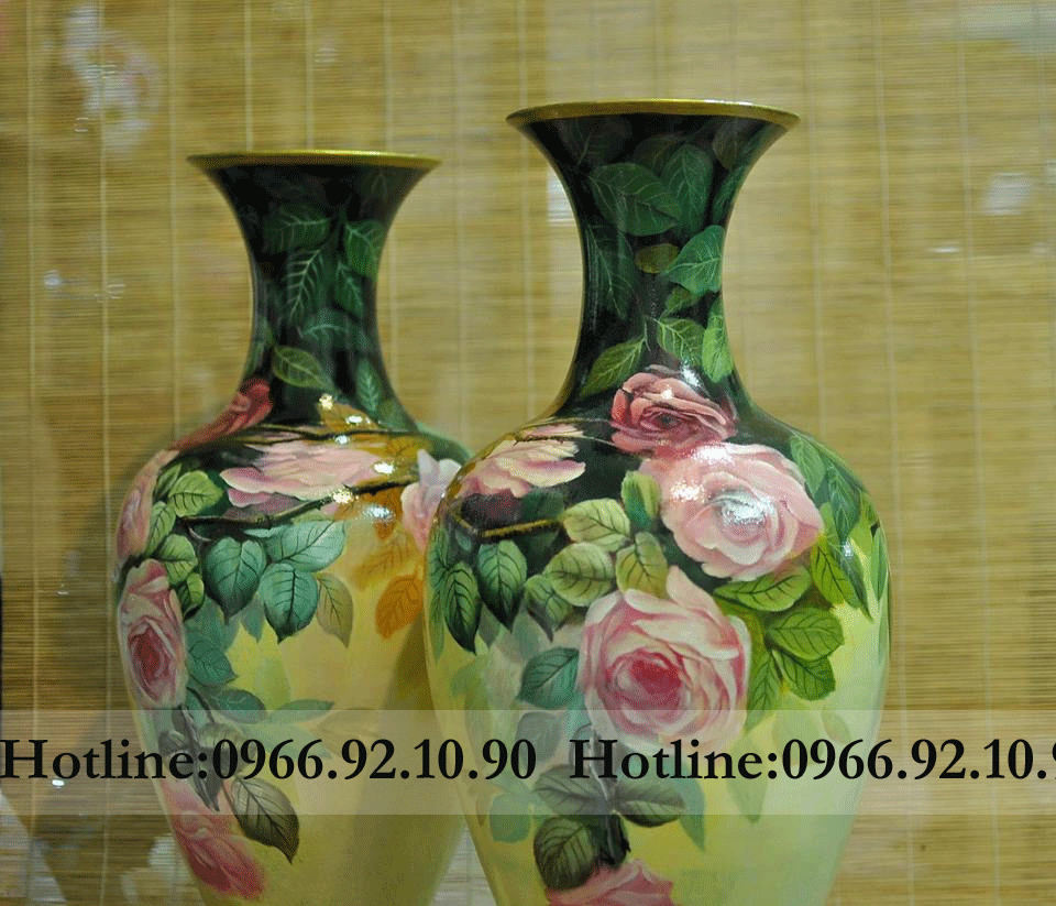 Bình hoa hồng vuốt tay Bát Tràng H55cm độc đáo quà tặng ý nghĩa 