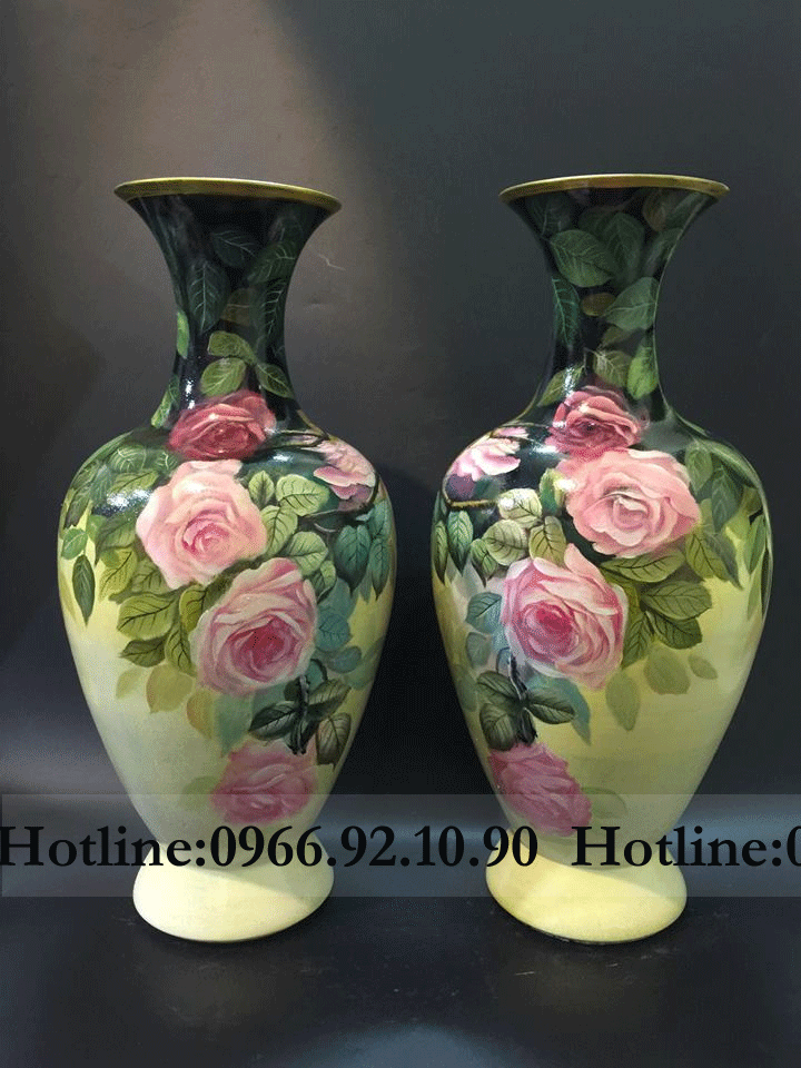 Bình hoa hồng vuốt tay Bát Tràng H55cm độc đáo quà tặng ý nghĩa