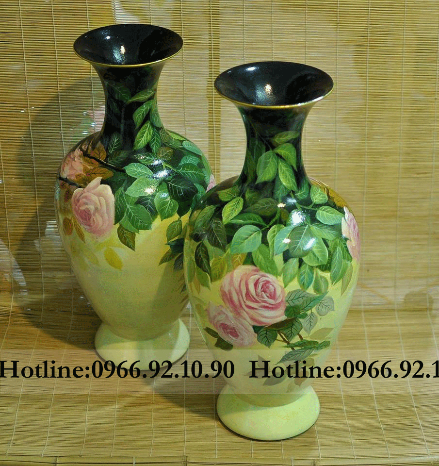 Bình hoa hồng vuốt tay Bát Tràng H55cm độc đáo quà tặng ý nghĩa