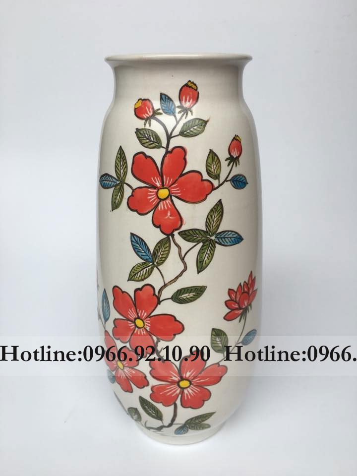 Lọ hoa giả họa tiết dây hoa 33cm gốm sứ Bát Tràng tinh xảo