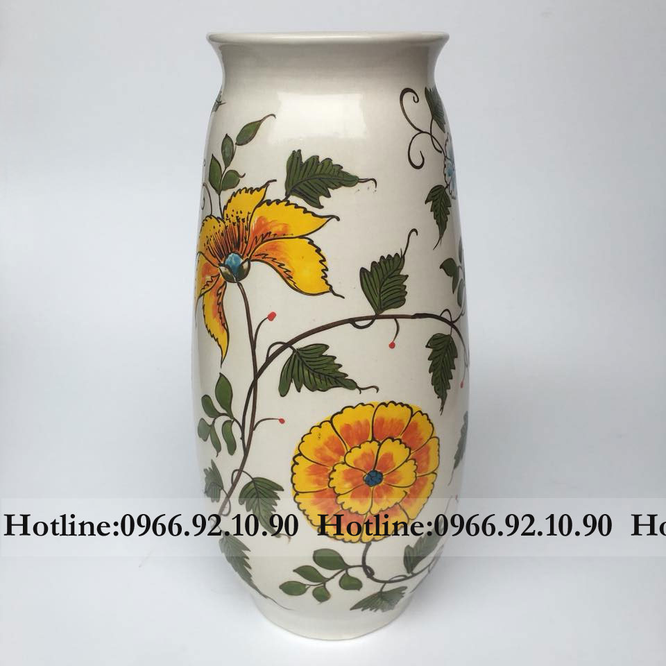 Lọ hoa giả họa tiết dây hoa 33cm gốm sứ Bát Tràng tinh xảo
