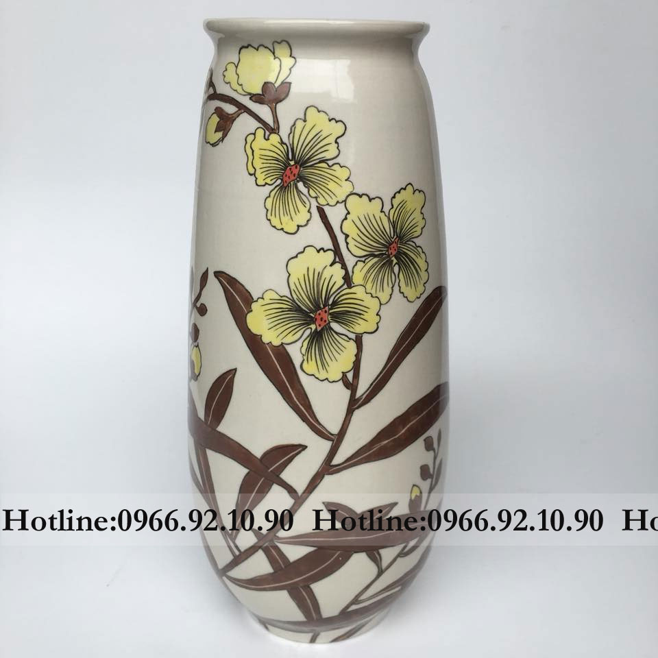 Lọ hoa giả họa tiết dây hoa 33cm gốm sứ Bát Tràng tinh xảo 