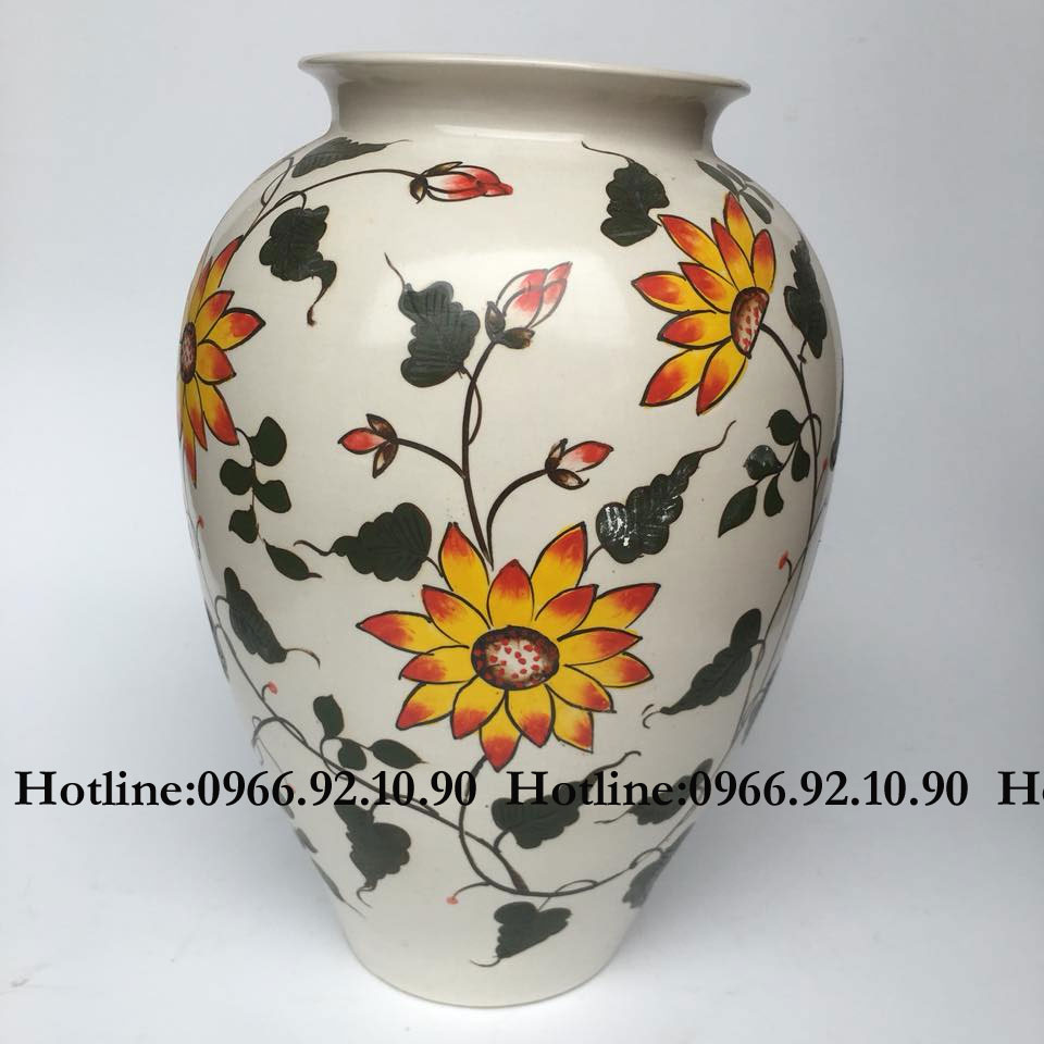 Vò gập họa tiết hoa dây Bát Tràng 35cm cao cấp bền đẹp 