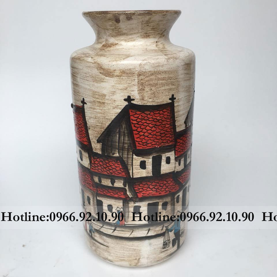Bộ đôi phố cổ gốm sứ Bát Tràng H30cm 25cm quà tặng ý nghĩa