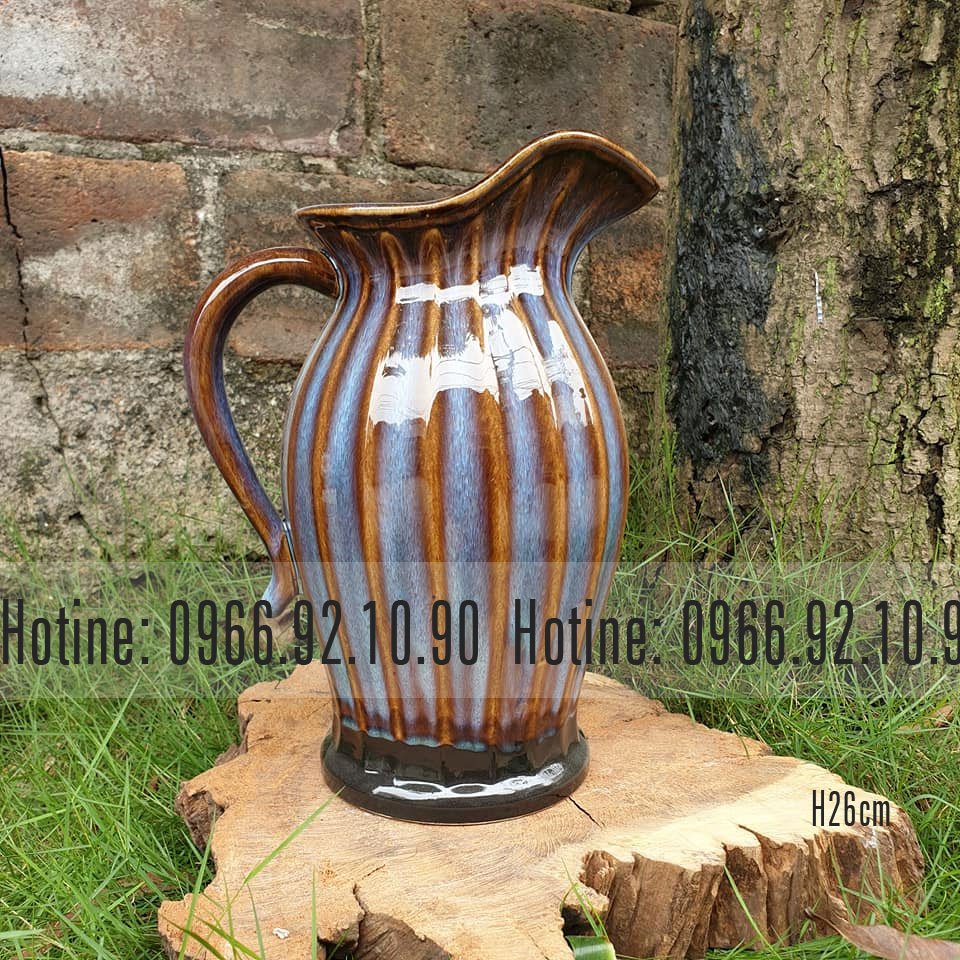 Bình sữa cắm hoa men hỏa biến sang trọng H26cm rộng 20cm