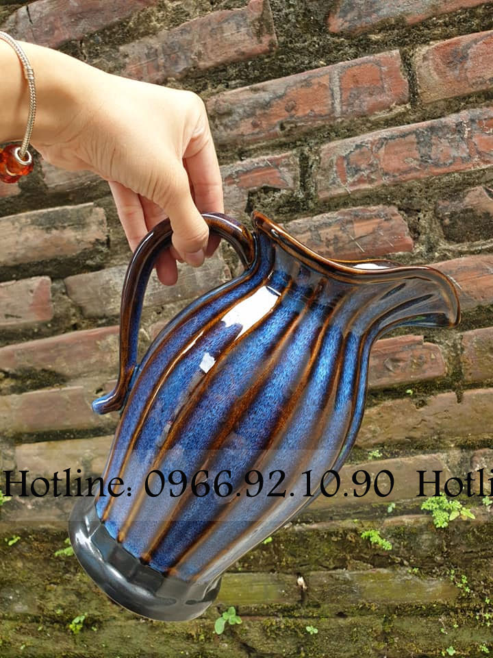 Bình sữa cắm hoa men hỏa biến sang trọng H26cm rộng 20cm
