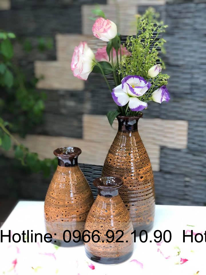 Set lọ decor men lưới phình đáy MK04 sang trọng trang trí nhà tiện dụng
