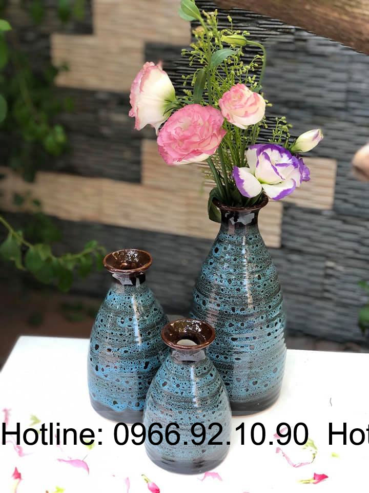 Set lọ decor men lưới phình đáy MK04 sang trọng trang trí nhà tiện dụng