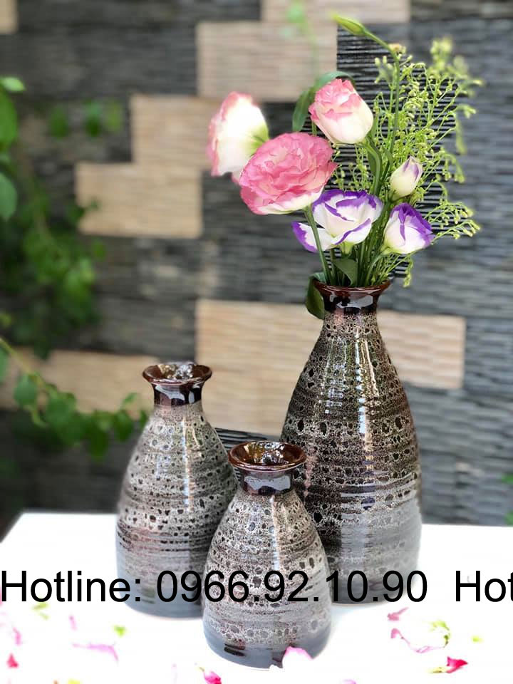 Set lọ decor men lưới phình đáy MK04 sang trọng trang trí nhà tiện dụng