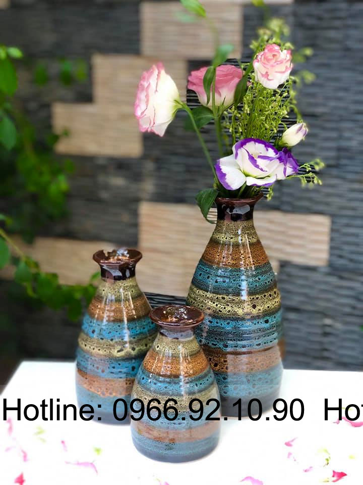 Set lọ decor men lưới phình đáy MK04 sang trọng trang trí nhà tiện dụng