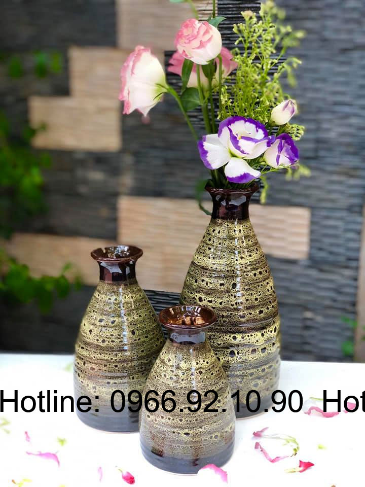 Set lọ decor men lưới phình đáy MK04 sang trọng trang trí nhà tiện dụng 