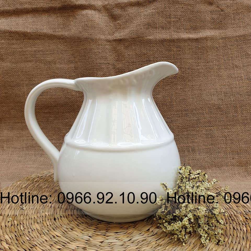 Bình sữa cắm hoa trắng 20cm gốm Bát Tràng sang trọng tinh tế