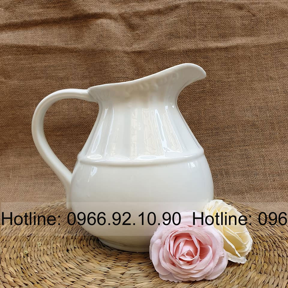 Bình sữa cắm hoa trắng 20cm gốm Bát Tràng sang trọng tinh tế