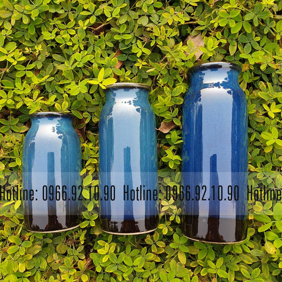 Set bình hoa dáng trụ gốm sứ Bát Tràng MK05 trang trí phòng