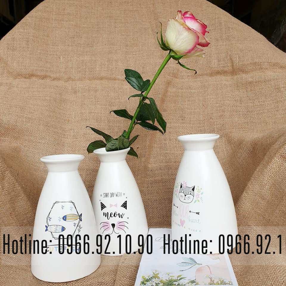 Bộ 3 bình tam giác ngộ nghĩnh Bát Tràng cao 18cm Trang trí đẹp 