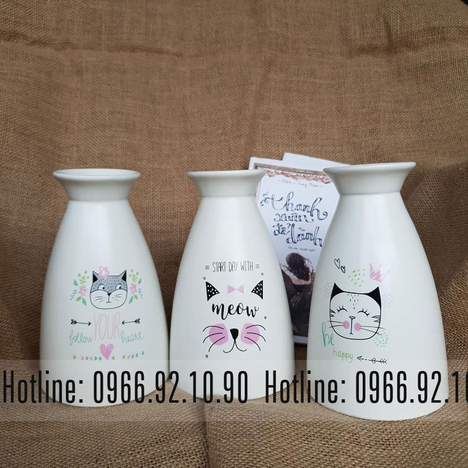Bộ 3 bình tam giác ngộ nghĩnh Bát Tràng cao 18cm Trang trí đẹp