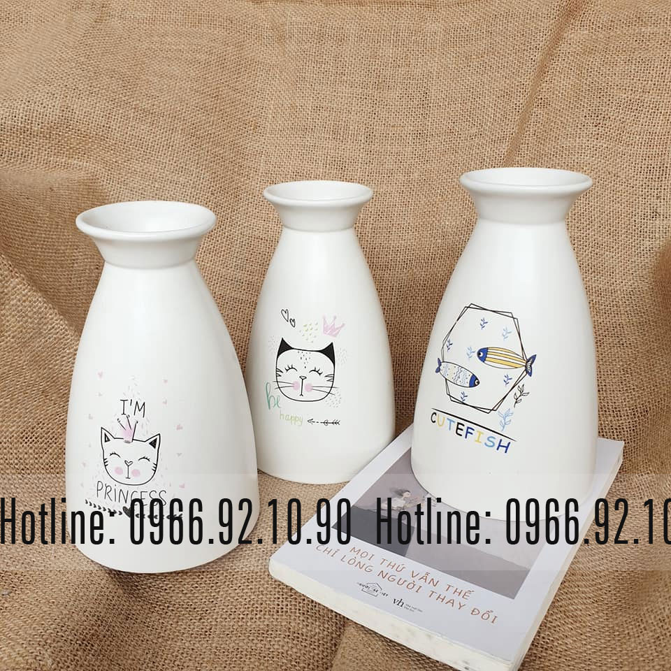 Bộ 3 bình tam giác ngộ nghĩnh Bát Tràng cao 18cm Trang trí đẹp