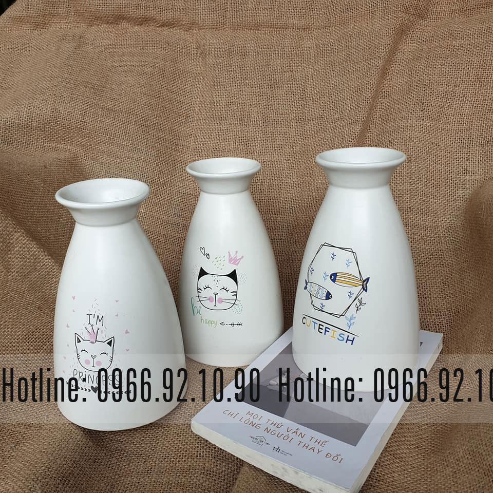 Bộ 3 bình tam giác ngộ nghĩnh Bát Tràng cao 18cm Trang trí đẹp