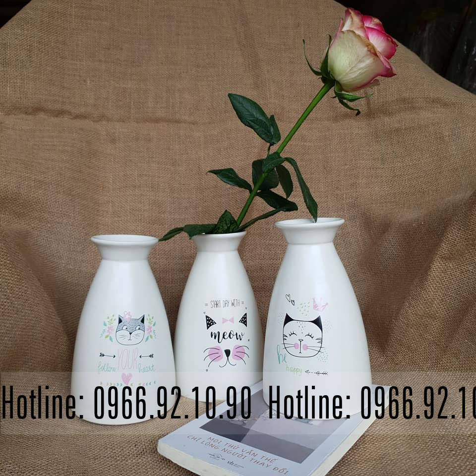 Bộ 3 bình tam giác ngộ nghĩnh Bát Tràng cao 18cm Trang trí đẹp