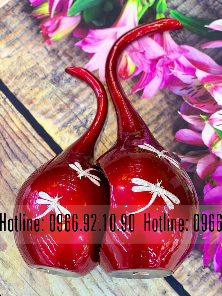 Bộ bình thiên nga sơn mai khảm trai Bát Tràng cao cấp sang trọng