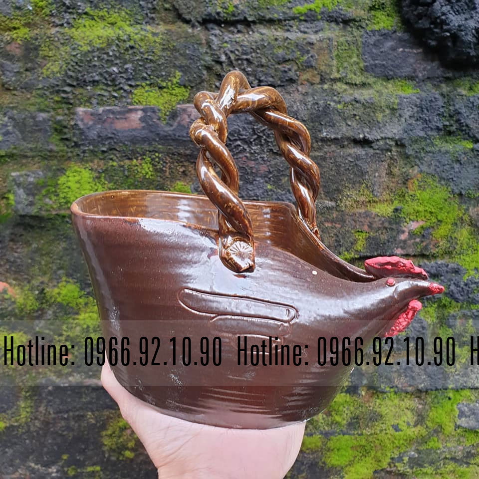 Làn hoa vuốt tay hình gà Bát Tràng gốm sứ đẹp độc đáo trang trí