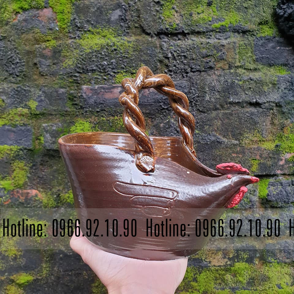 Làn hoa vuốt tay hình gà Bát Tràng gốm sứ đẹp độc đáo trang trí 