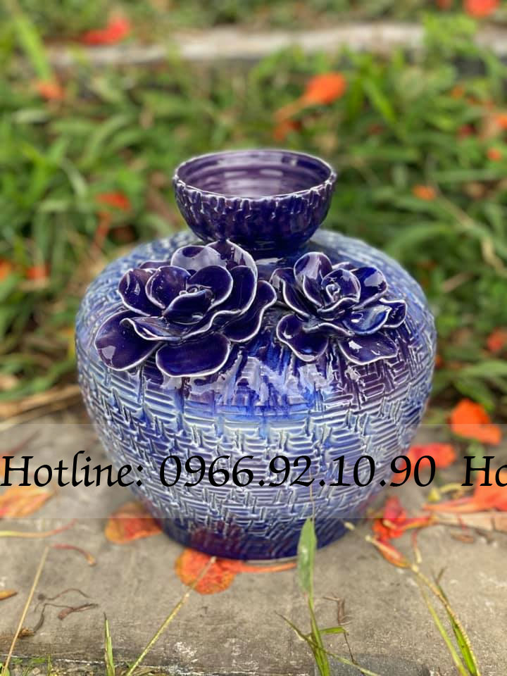 Set bình hoa tím Decor bộ 3 sang trọng trang trí phòng khách