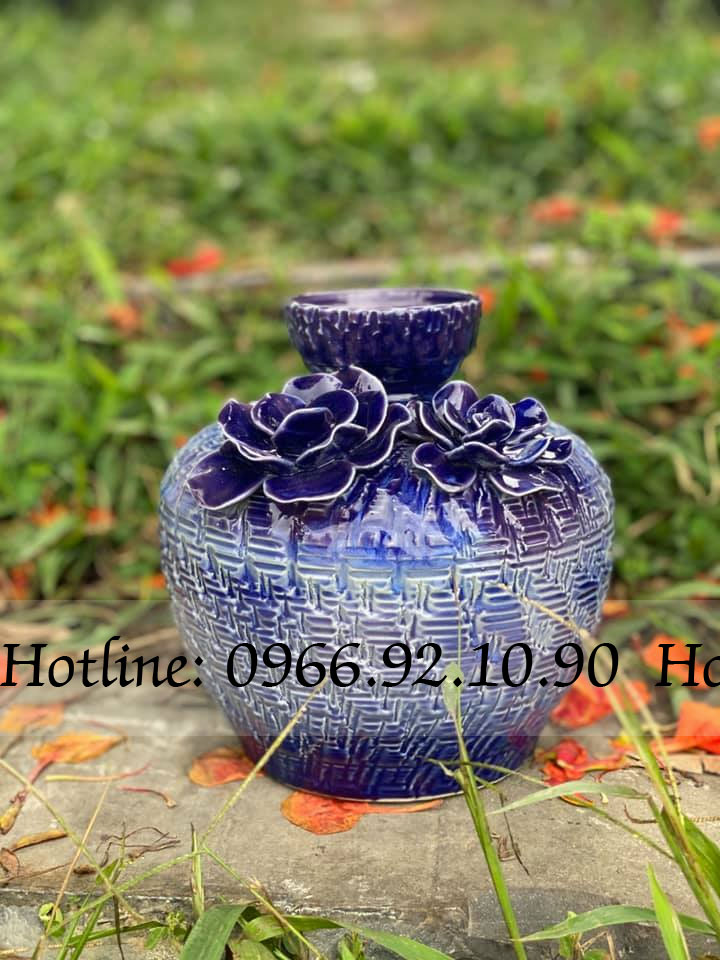 Set bình hoa tím Decor bộ 3 sang trọng trang trí phòng khách