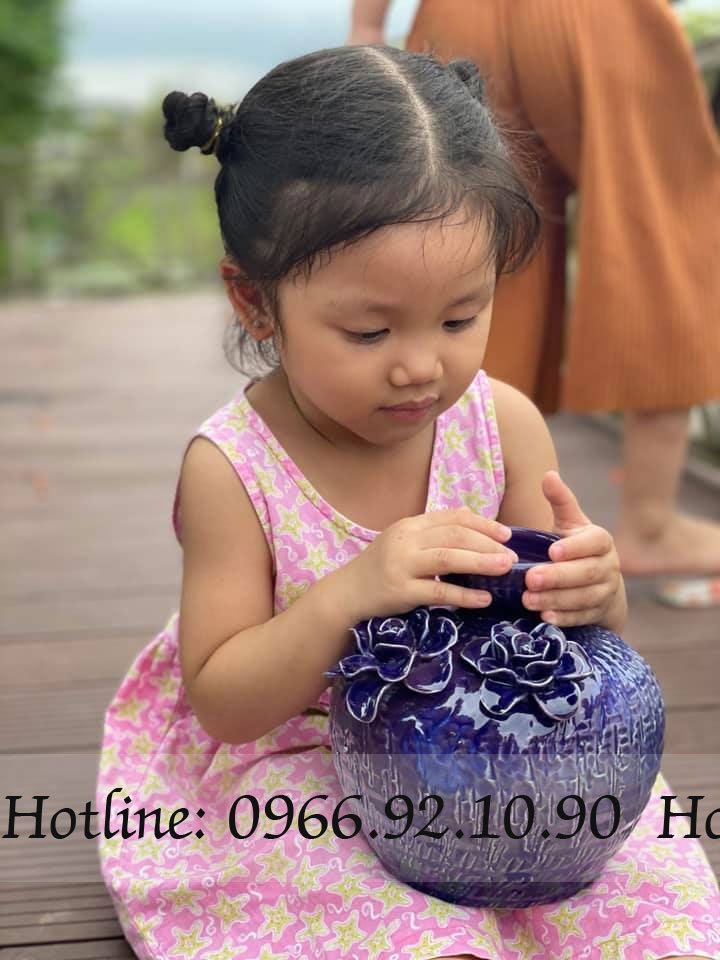Set bình hoa tím Decor bộ 3 sang trọng trang trí phòng khách