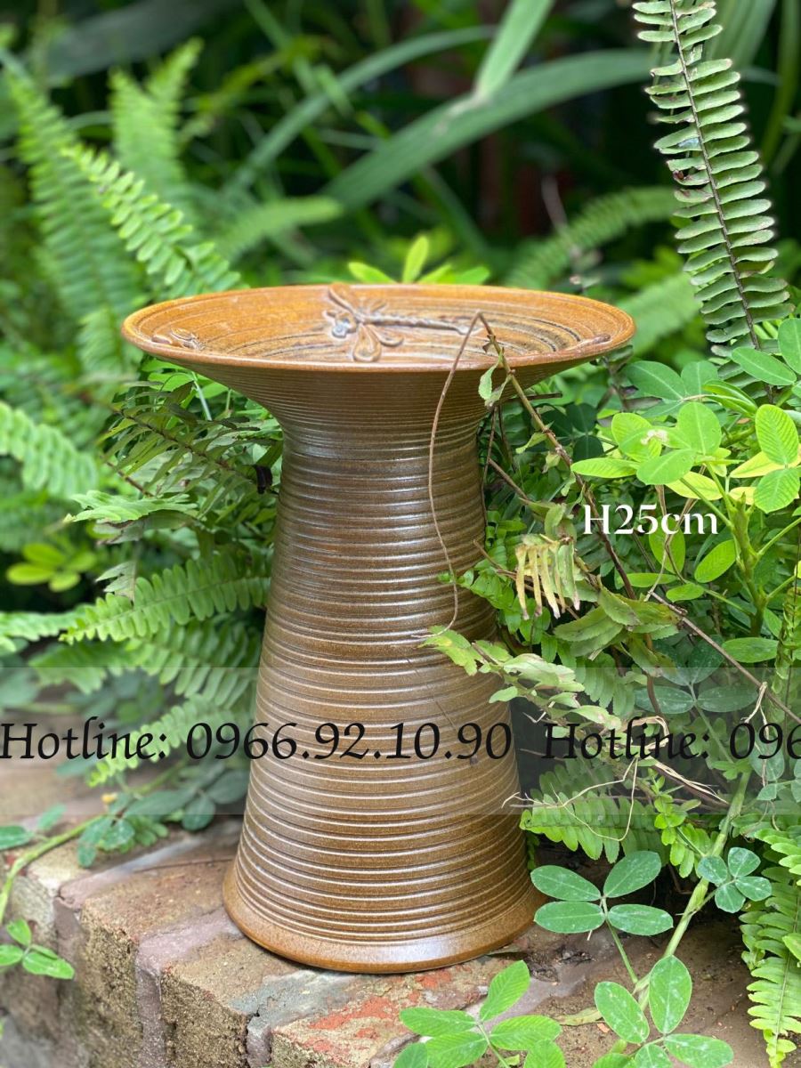 Gốm mộc thủ công đắp chuồn chuồn cao 25cm Bát Tràng chính hãng