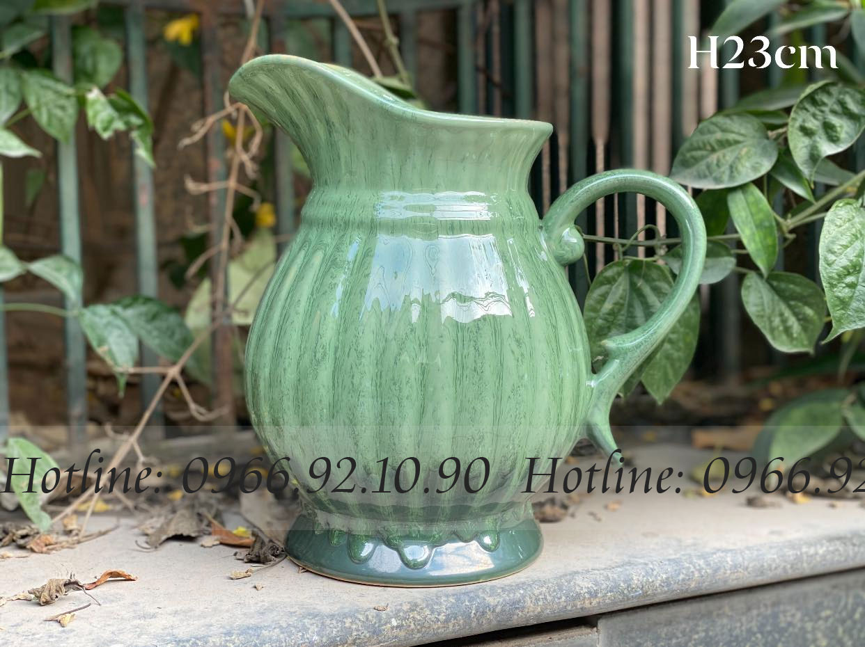 Lọ bình sữa men thiên thanh 23cm sang trọng quà tặng gốm sứ