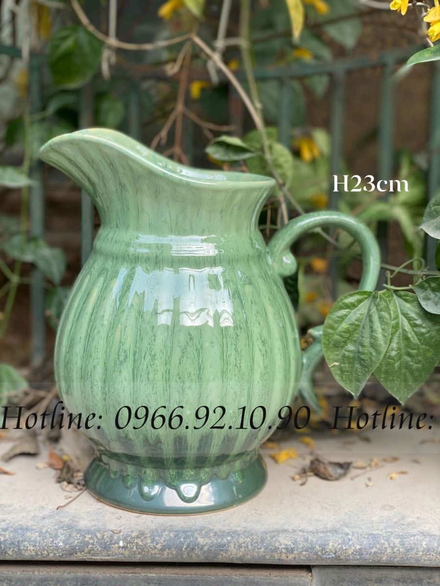 Lọ bình sữa men thiên thanh 23cm sang trọng quà tặng gốm sứ
